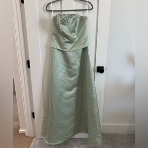 Pinky & Me size 10 light sage green strapless formal dress, prom, EUC, beaded